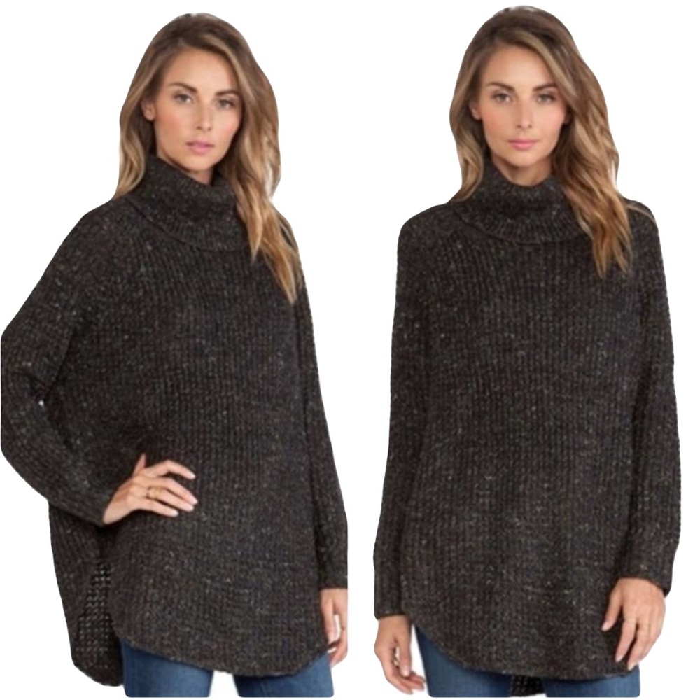Free People Dylan Tweedy Wool Blend Chunky Knit
Oversized Turtleneck Sweater SM